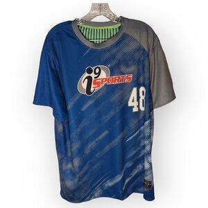 i9 Sports Reversible Shirt Jersey #48 Football Soccer Blue Green Size XL -read